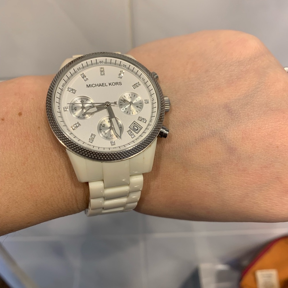 White used Michael Kors ladies watch